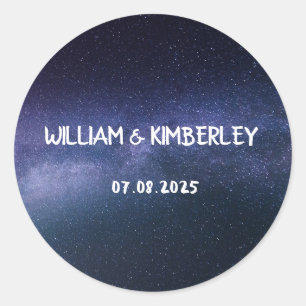 Milky Way Stars Sky Galaxy Elegante Wedding Classi Runder Aufkleber