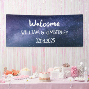 Milky Way Stars Sky Galaxy Elegante Wedding Navy Banner
