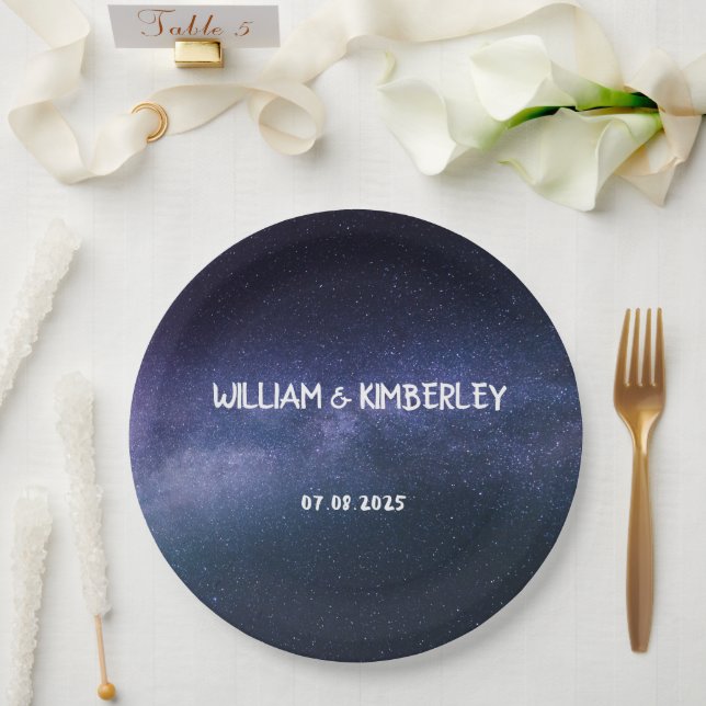 Milky Way Stars Sky Galaxy Elegantes Hochzeitspapi Pappteller (Hochzeit)