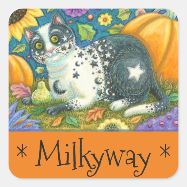 MILKYWAY Halloween Folk Art CAT STICKERS Sheet (Vorderseite)