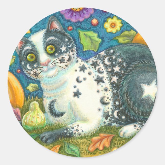 MILKYWAY HALLOWEEN MYSTISCHE CAT-STICKER RUNDER AUFKLEBER (Vorderseite)