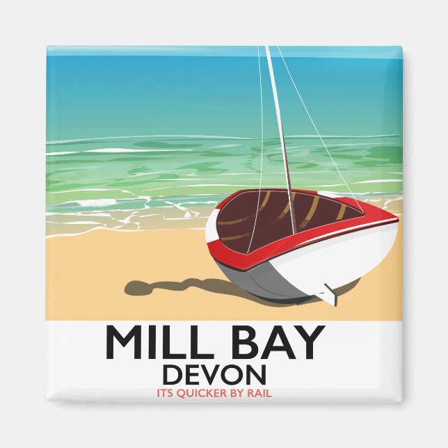 Mill Bay Devon Bahnplakat Magnet (Vorne)