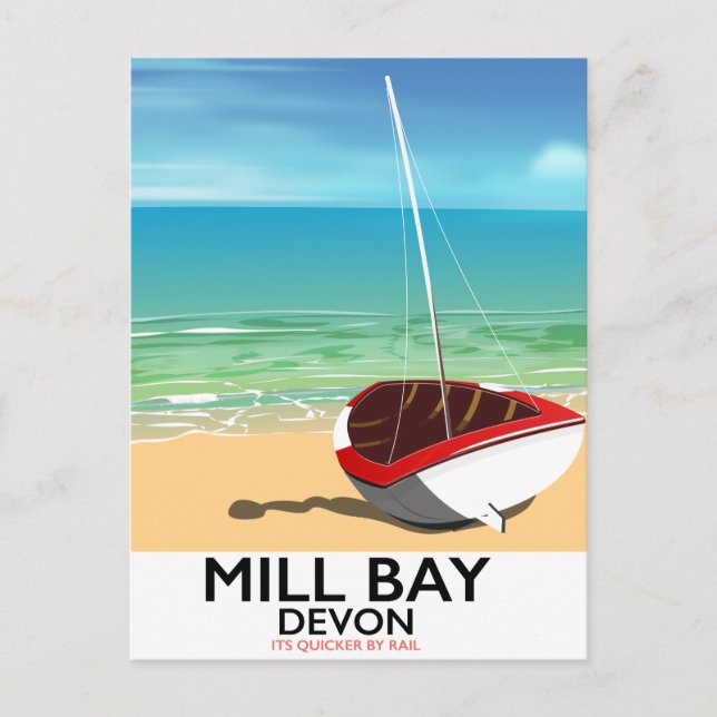 Mill Bay Devon Bahnplakat Postkarte (Vorderseite)