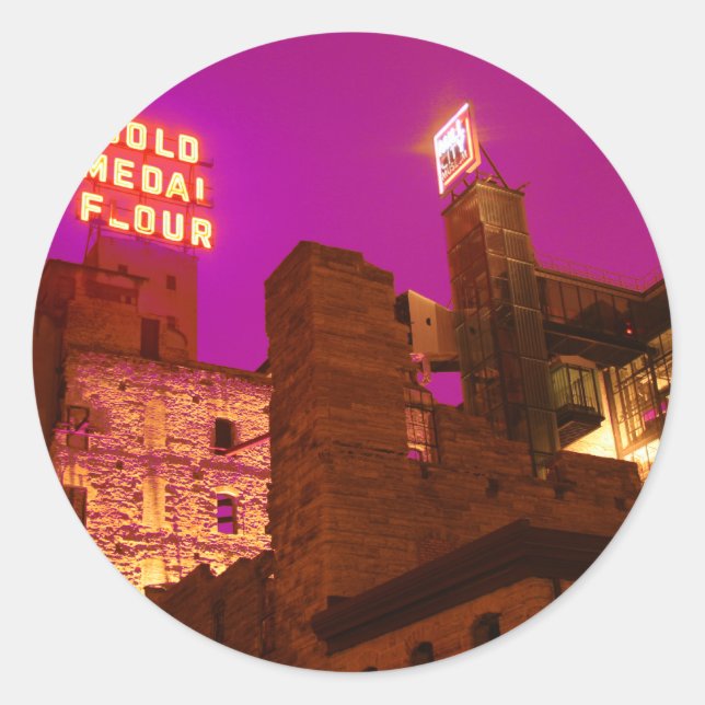 Mill City at Night Runder Aufkleber (Vorderseite)