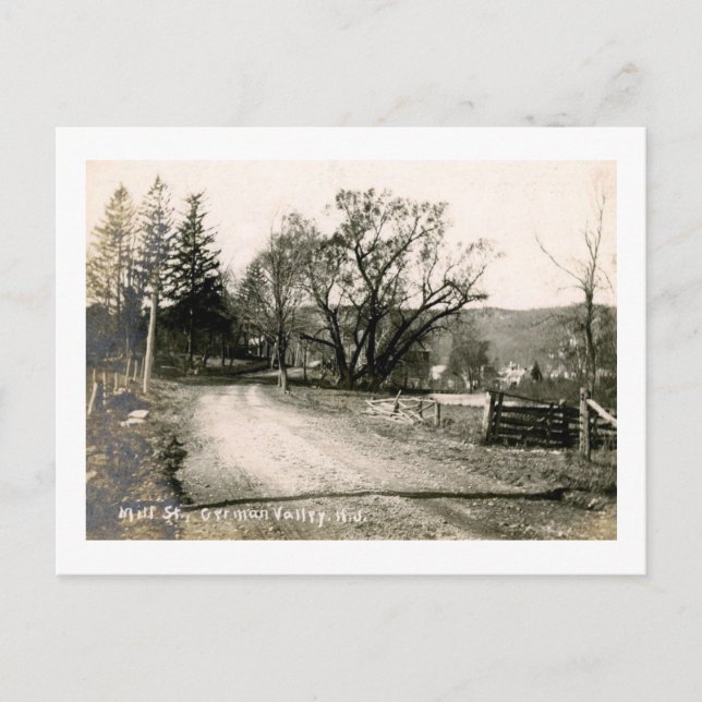 Mill St., German Long Valley, NJ Vintage Postkarte (Vorderseite)