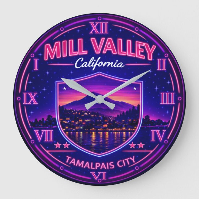 Mill Valley California Große Wanduhr (Vorderseite)