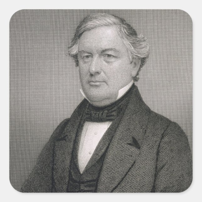 Millard Fillmore, eingraviert von Thomas B. Welch  Quadratischer Aufkleber (Vorderseite)