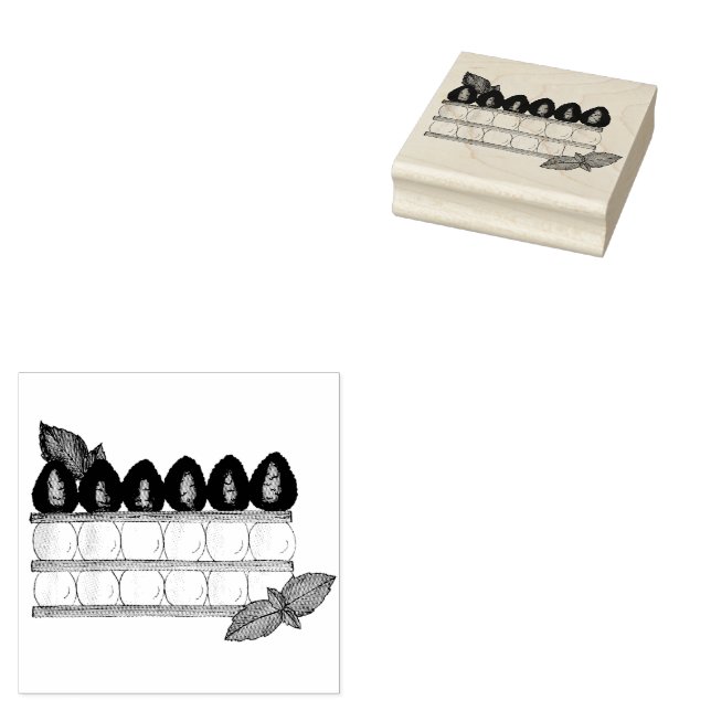 Mille Feuille French Food Puff Pastry Raspberries Gummistempel (Stempel)