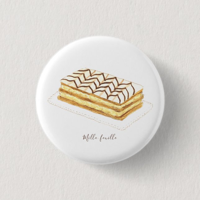 Mille-feuille Konditorei Aquarell Button (Vorderseite)