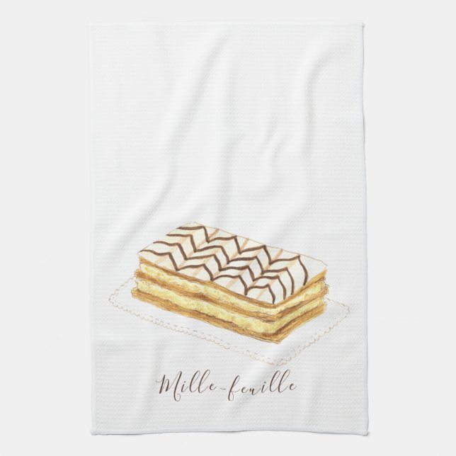 Mille-feuille Konditorei Aquarell Geschirrtuch (Vertikal)