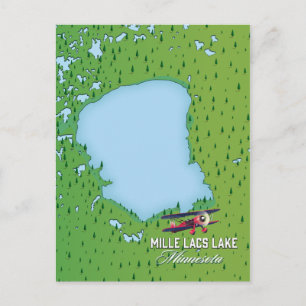 Mille Lacs Lake Minnesota Reise Karte. Postkarte