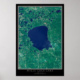 Mille Lacs Lake Minnesota Satellite Poster Karte