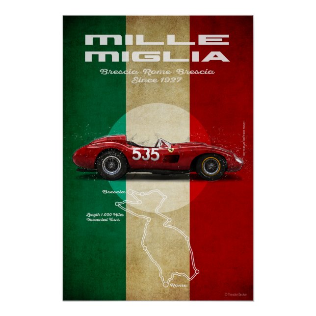 Mille Miglia Vintage Ferrari 315S Taruffi Poster (Vorderseite)