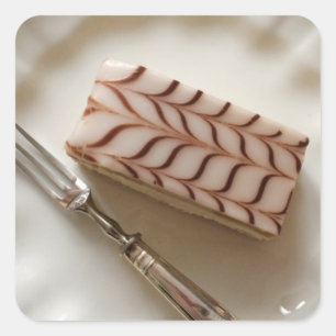 Millefeuille Creme Slice Pastry Postcard Quadratischer Aufkleber