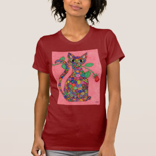 Millefiori Katze mit Rote Rose T-Shirt