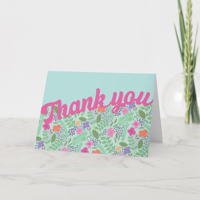 Millefleur Stylisierte Blume Pastelle Dankeskarte (Vorderseite)