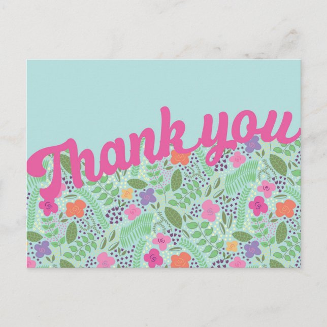 Millefleur Stylisierte Blume Pastels Vielen Dank Postkarte (Vorderseite)