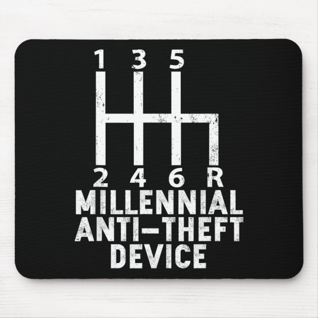 Millennial Anti Theft Device _ Funny Stick Shift  Mousepad (Vorne)