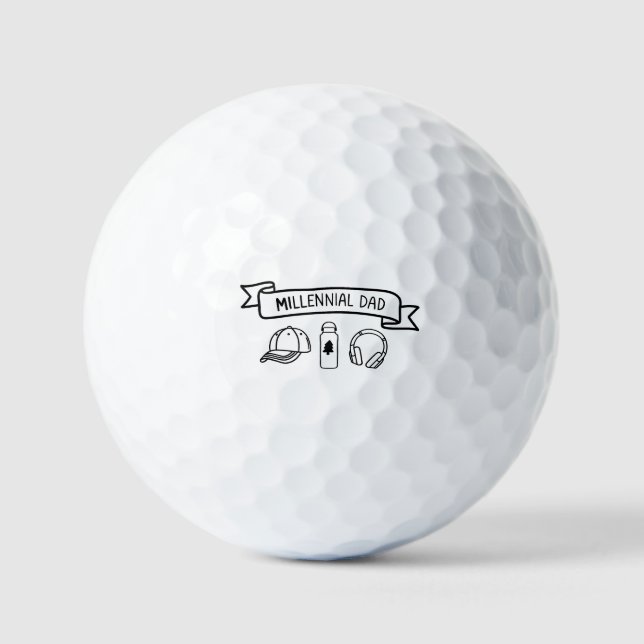Millennial Dad Doodle Banner Father's Day Gift Golfball (Vorderseite)