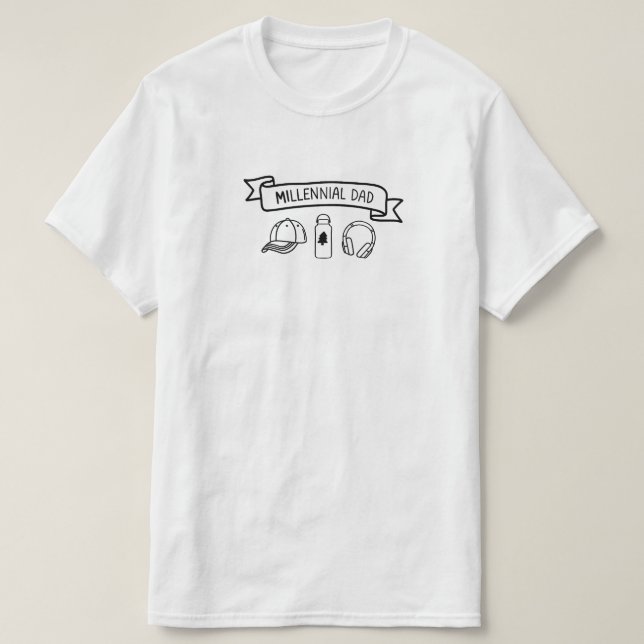 Millennial Dad Doodle Banner Father's Day Gift T-Shirt (Design vorne)