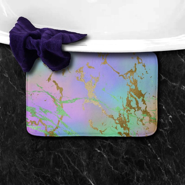 Millennial Marble | Playful Rainbow Pastel Ombre Badematte (Von Creator hochgeladen)