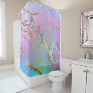 Millennial Marble   Playful Rainbow Pastel Ombre Duschvorhang