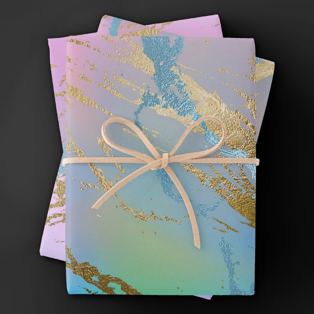 Millennial Marble | Playful Rainbow Pastel Ombre Geschenkpapier Set (Von Creator hochgeladen)