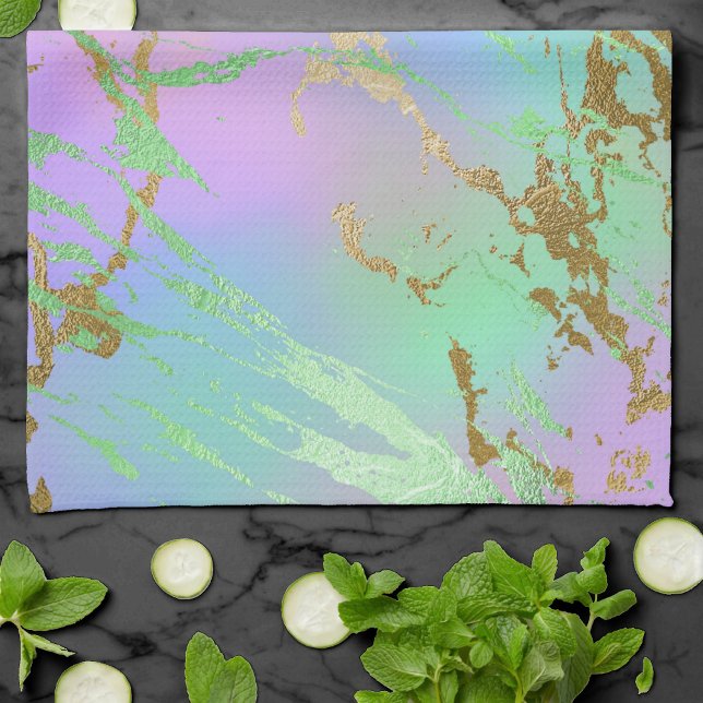Millennial Marble | Playful Rainbow Pastel Ombre Geschirrtuch (Von Creator hochgeladen)