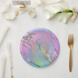 Millennial Marble | Playful Rainbow Pastel Ombre Pappteller