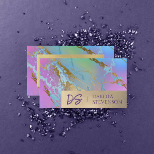 Millennial Marble   Rainbow Pastel Ombre Branding Visitenkarte