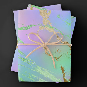 Millennial Marmor Spielvoller Regenbogen Pastell Geschenkpapier Set