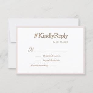 Millennium Hashtag Blush Gold White Wedding RSVP Einladung