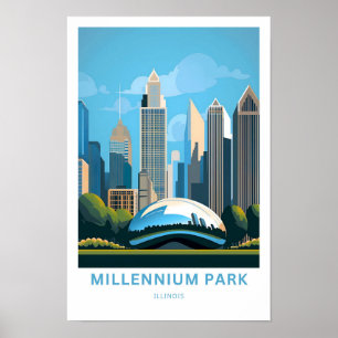 Millennium Park Illinois Travel Print Poster