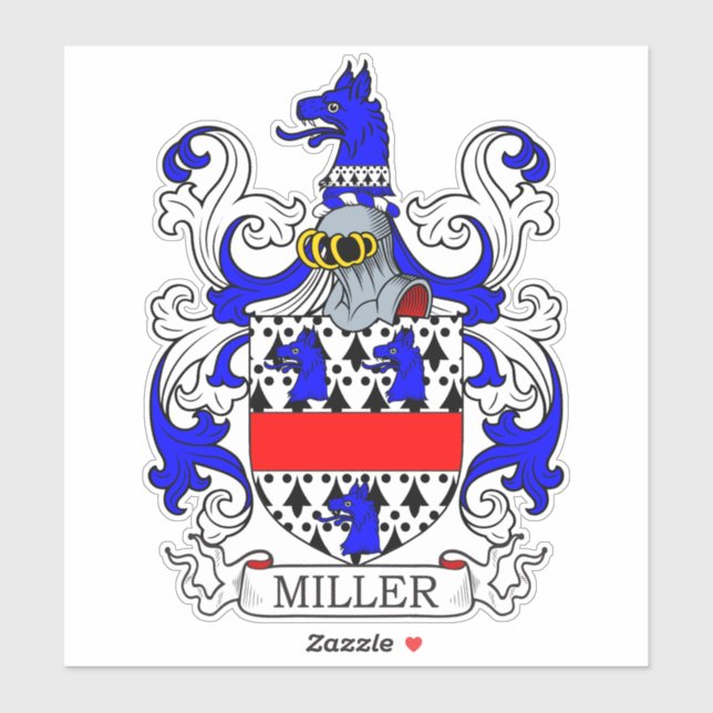 Miller Familienwappen Aufkleber (Blatt)