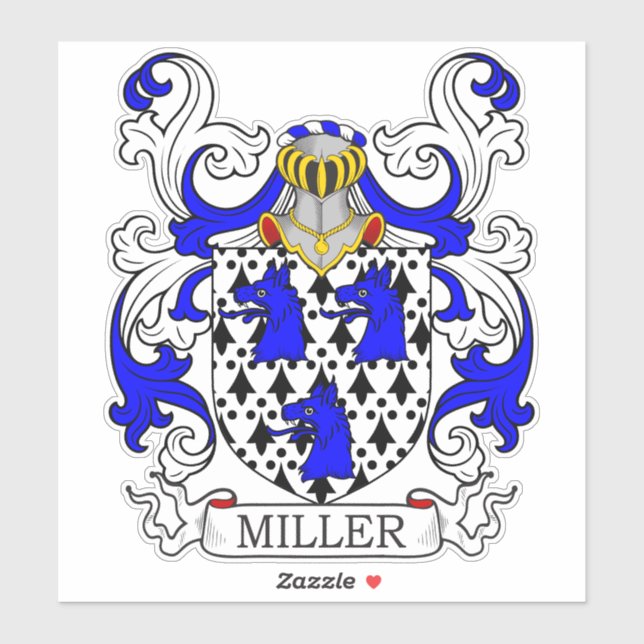 Miller Familienwappen Aufkleber (Blatt)