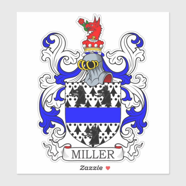 Miller Familienwappen Aufkleber (Blatt)