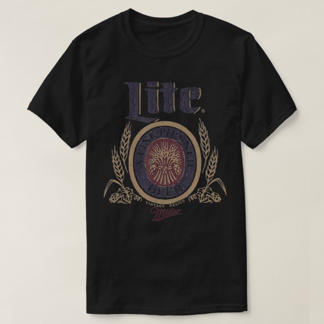 Miller Lite A Fine Pilsner Beer Distressed Logo  T-Shirt (Design vorne)