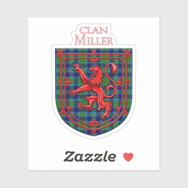 Miller Tartan Scottish Kariert Lion Rampant Aufkleber (Blatt)