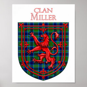 Miller Tartan Scottish Kariert Lion Rampant Poster