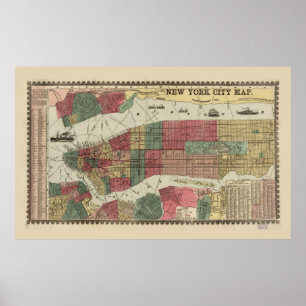 Miller's Map of the City of New York (1862) Poster