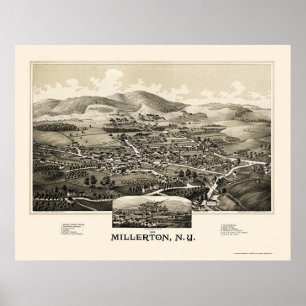 Millerton mit Irondale, NY Panorama Karte - 1887 Poster