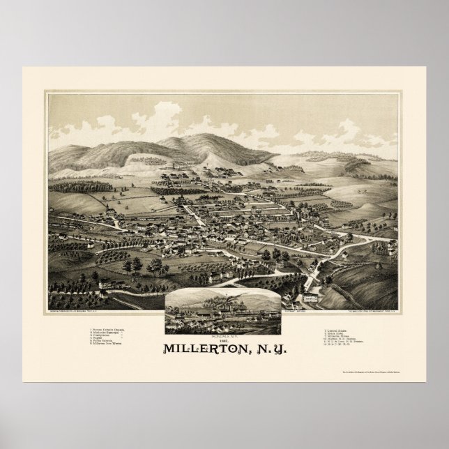 Millerton mit Irondale, NY Panorama Karte - 1887 Poster (Vorne)