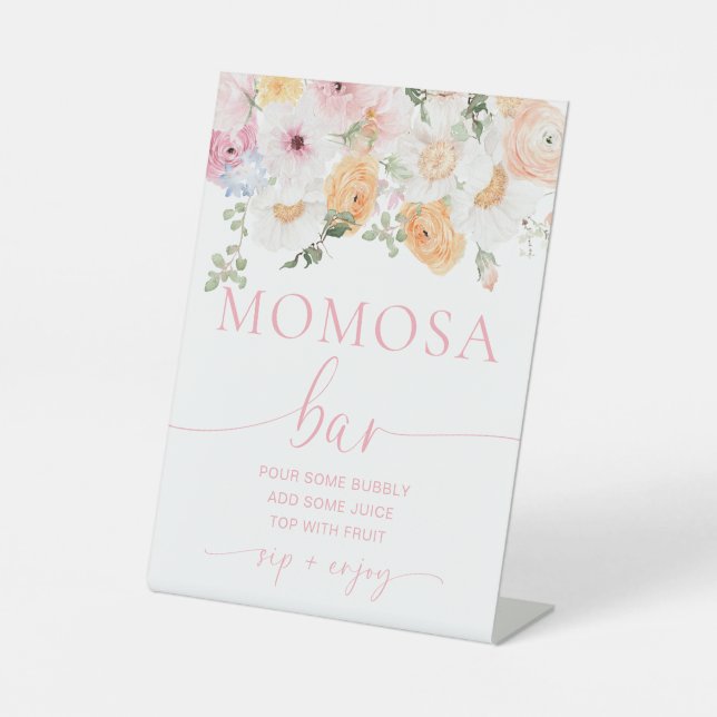 Millie Floral Baby Shower Momosa Bar Sign Sockelschild (Vorderseite)
