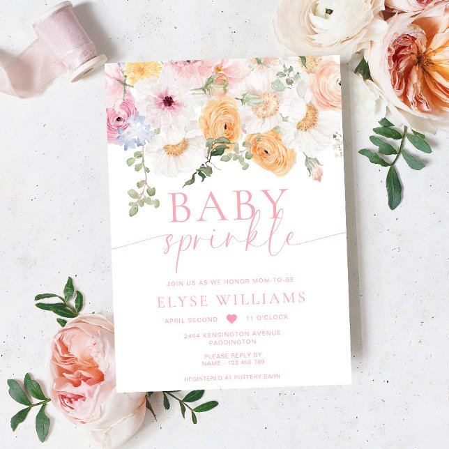Millie Floral Baby Sprinkle Einladung (Baby Sprinkle Invitation Millie )