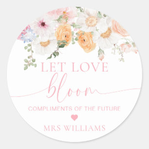 Millie Floral Lasst Liebe Erblühen Favor Runder Aufkleber