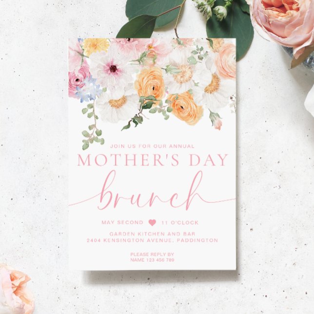 Millie Floral Mother's Day Brunch Einladung (Mothers Day Brunch Invitation Millie Floral )