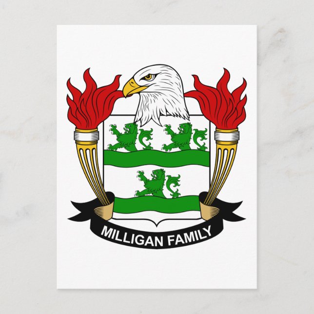 Milliganische Wappen / Familienwappen Postkarte (Vorderseite)