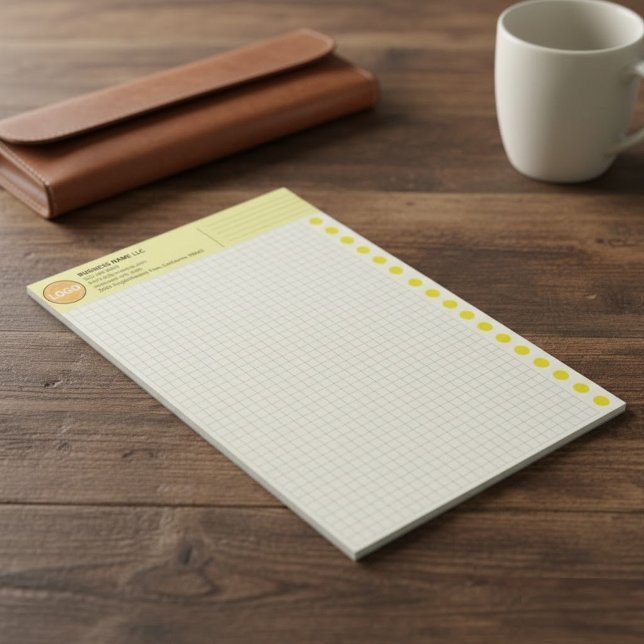 Millimeterpapier mit Logo (Zollquadrate) Benutzerd Notizblock (yellow graph paper with logo, custom large grid notepad, branded corporate graph paper)