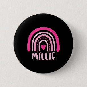 Milliname Herz Niedlich Personalisierter Regenboge Button