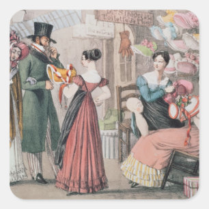Milliners, gedruckt von Charles Joseph Quadratischer Aufkleber